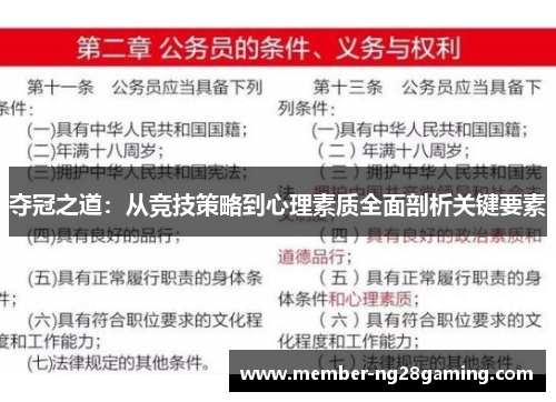 夺冠之道：从竞技策略到心理素质全面剖析关键要素