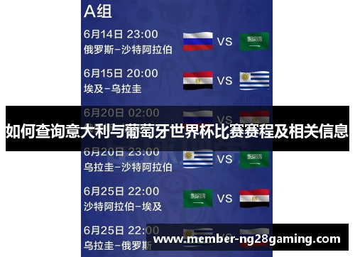 如何查询意大利与葡萄牙世界杯比赛赛程及相关信息